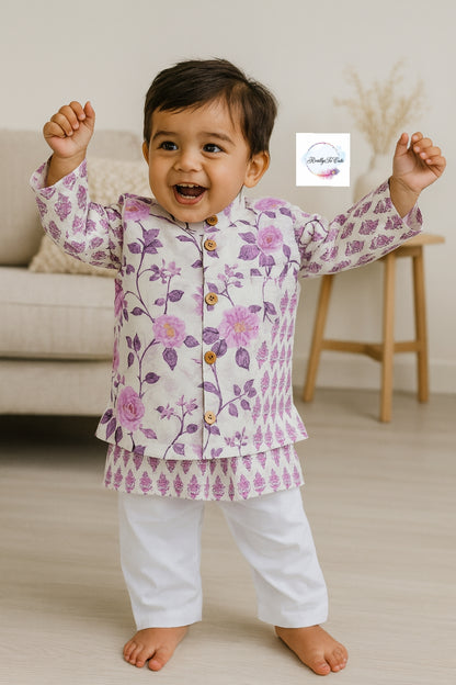 Boys  cotton kurta pajama with jacket
