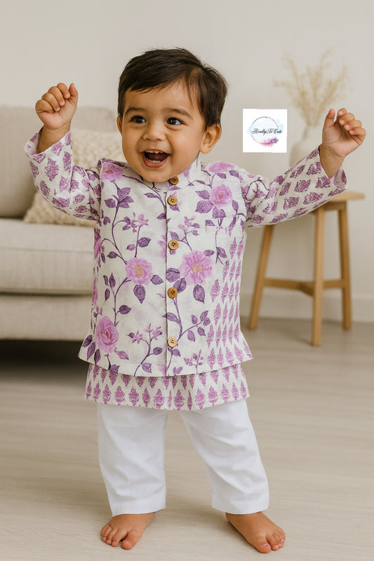 Boys  cotton kurta pajama with jacket