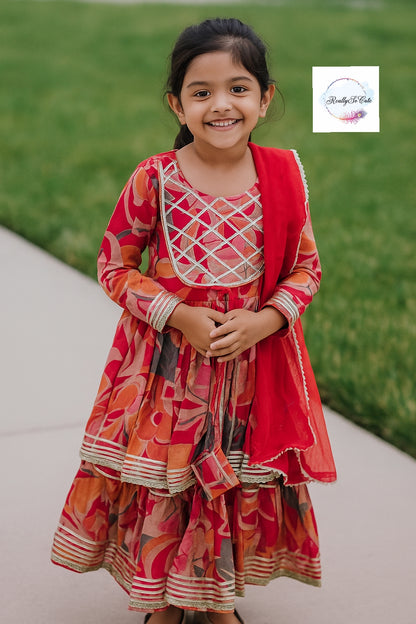 Soft silk girl kurti sharara set, muslin kurta sharara