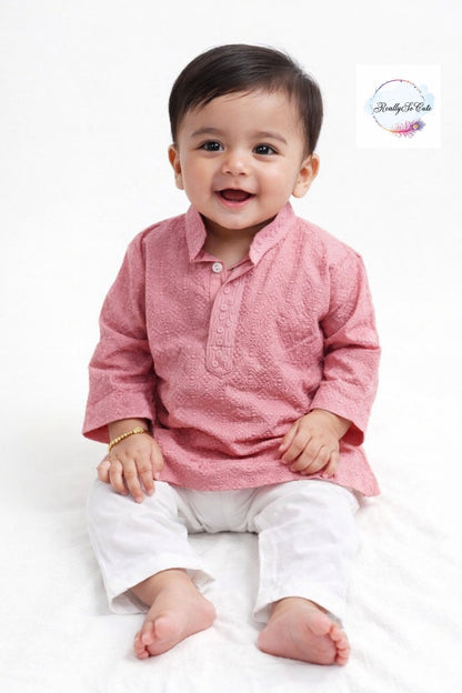 Boy  cotton Chikankari work kurta pajama