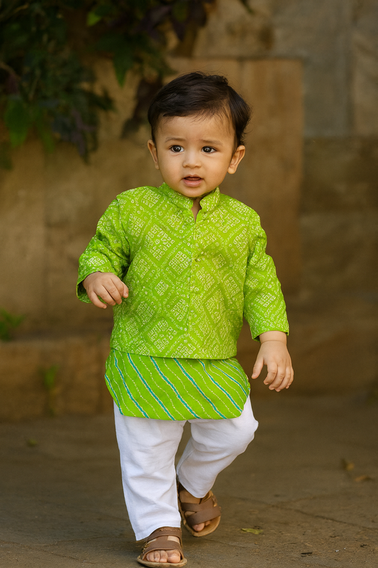 Boys  cotton kurta pajama with jacket, cotton kurta set