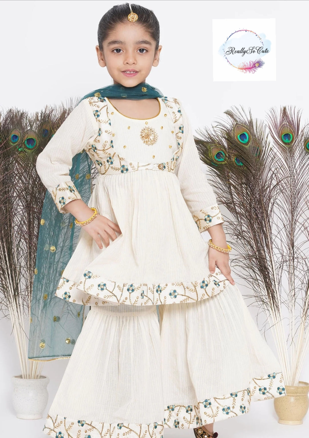 Girls 3 piece sharara Kurti set