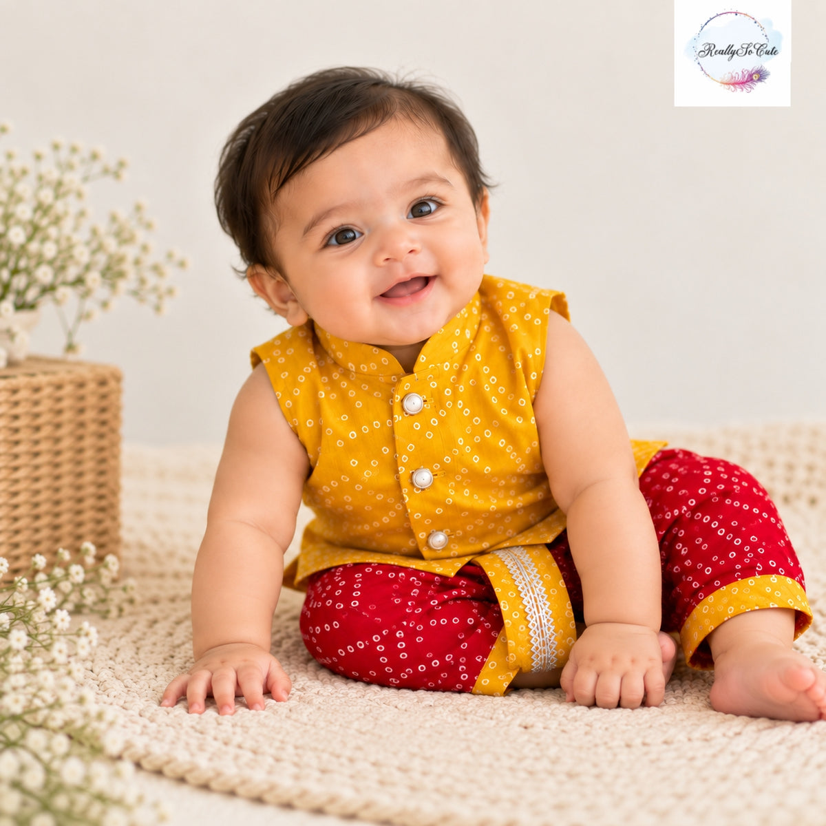 Baby Boy Bandhani Dhoti Set | Pure Cotton | 0-12 Months