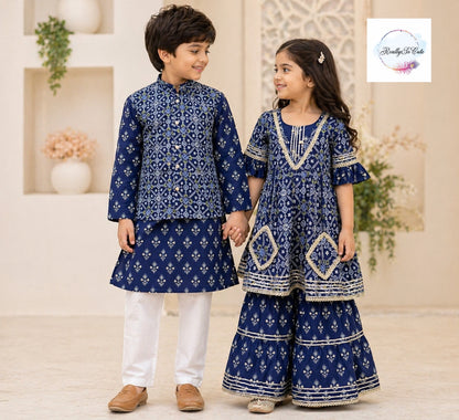 Blue patola kurti sharara set, girl kurti sharara set