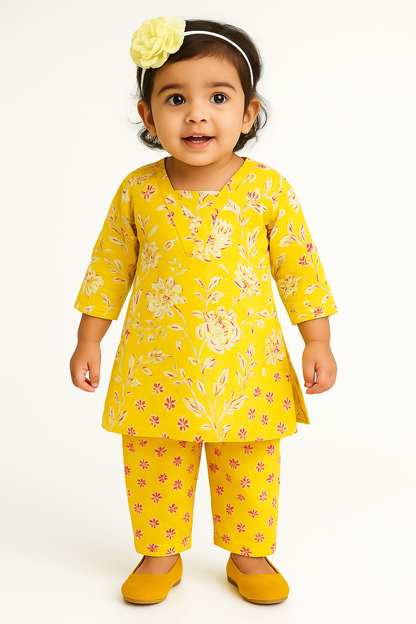 Girls 2 Piece Embroidered Kurtis pant set