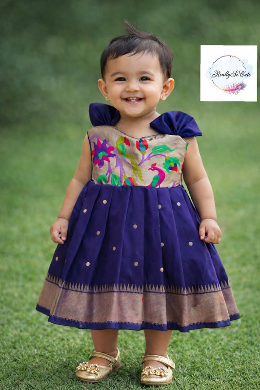 Traditional paithani dresses, baby girls ethnic wear,