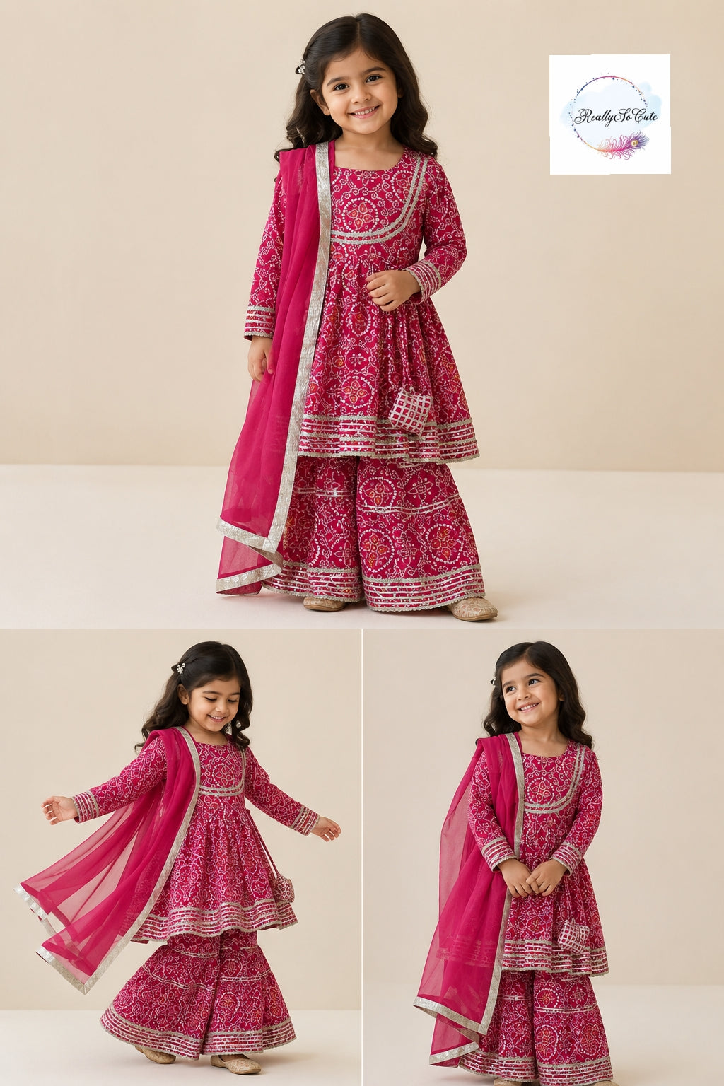 Bandhani Cotton Sharara Set for Girls (3M–16Y) | Soft Ethnic Kidswear,  Kids Bandhani Outfit USA