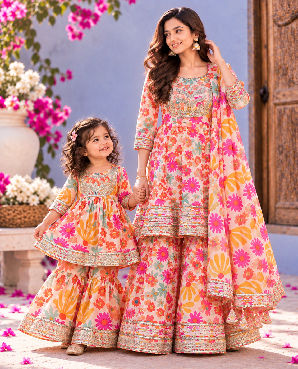 Multicolor Printed Pure Cotton Sharara Set for Women with Dupatta | Sizes M–XXL (38–44)