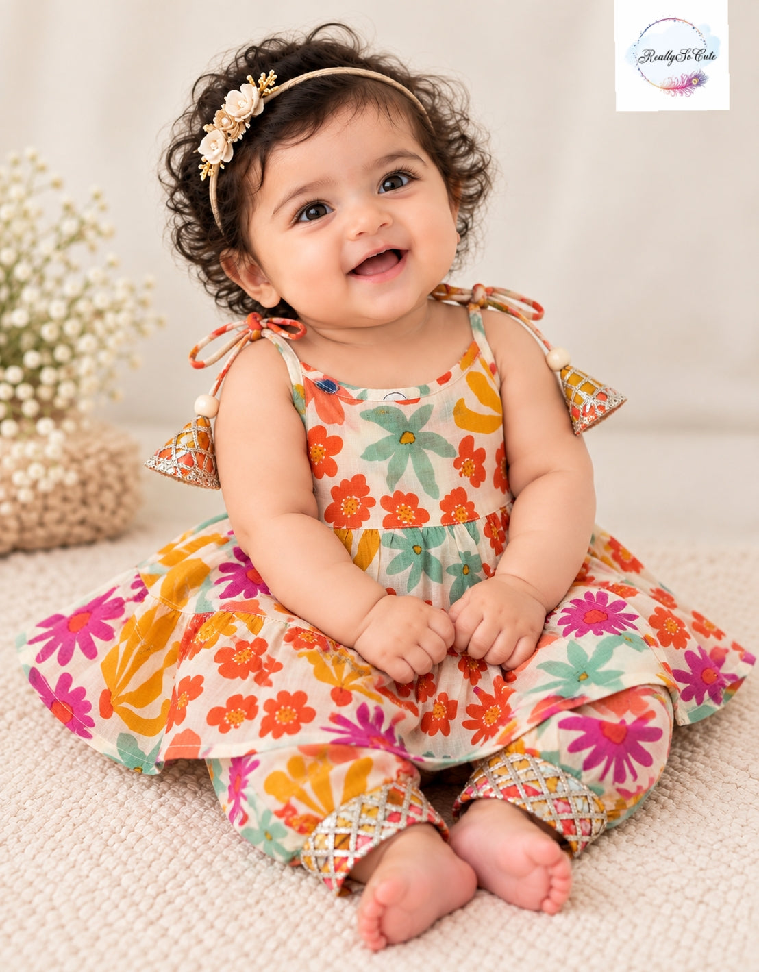 Baby Girls Multicolor Floral Ethnic Wear Sets | 0–6 Months