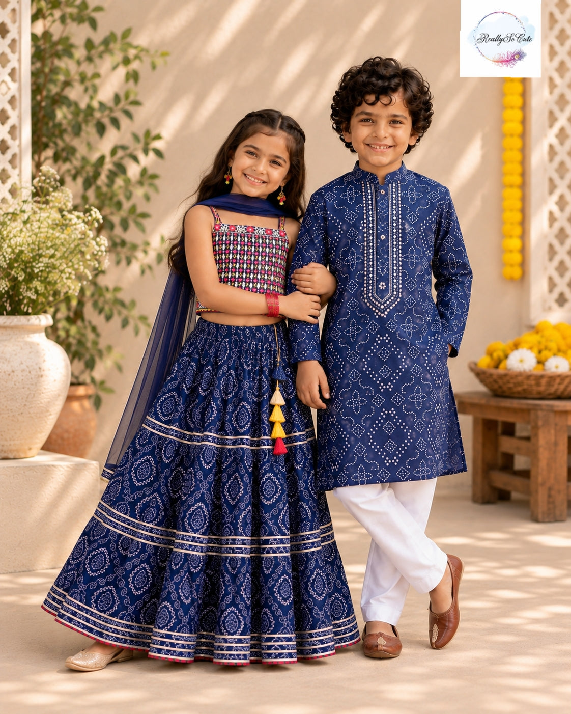 Navy Blue Pure Cotton Kurta Pajama Set for Boys | Ages 1–12Y