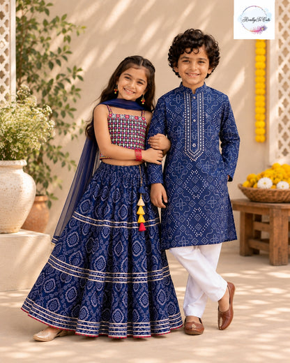 Navy Blue Pure Cotton Kurta Pajama Set for Boys | Ages 1–12Y