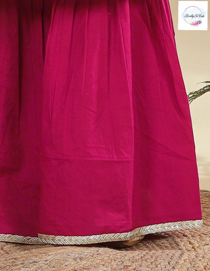 Hot pink Girls 3 piece sharara Kurti set, Soft Georgette kurti sharara set