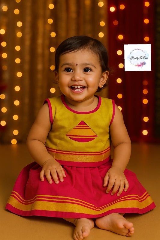 Little Girl Lehenga sets, Parkar Polka, ugadi girl ethnic wear