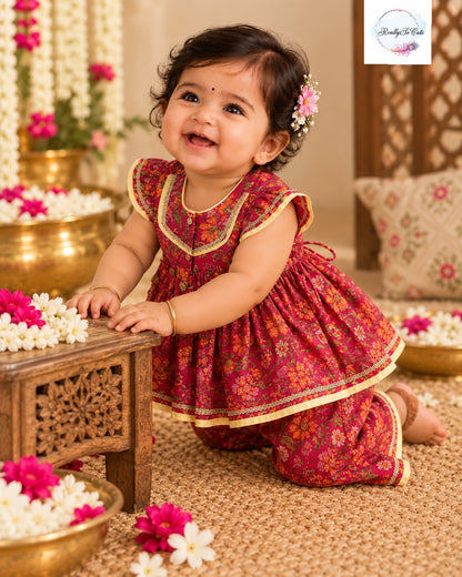 Floral Pure Cotton Baby Girl Peplum Set | 0–2 Years