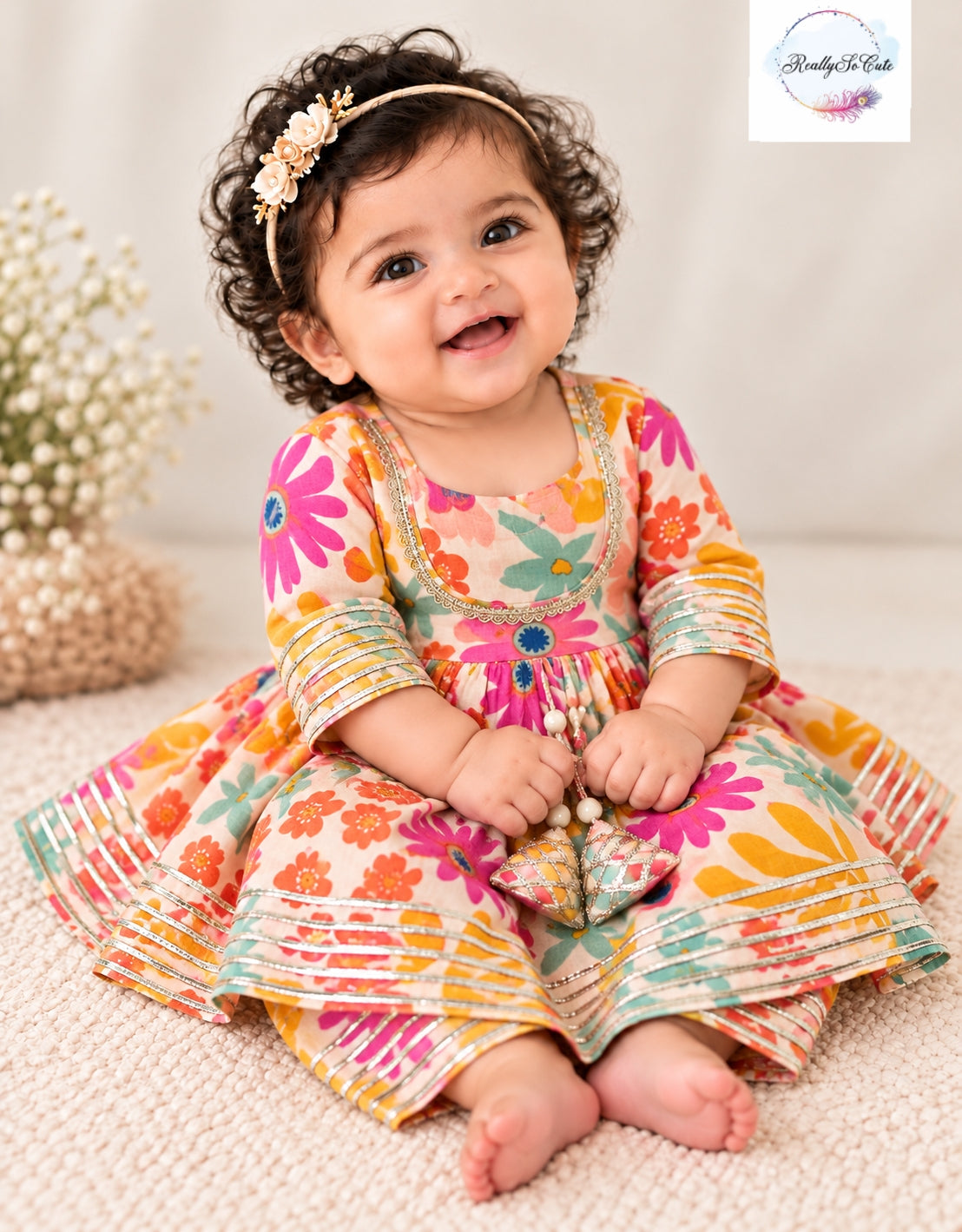 Baby Girls Multicolor Floral Ethnic Wear Sets | 0–6 Months