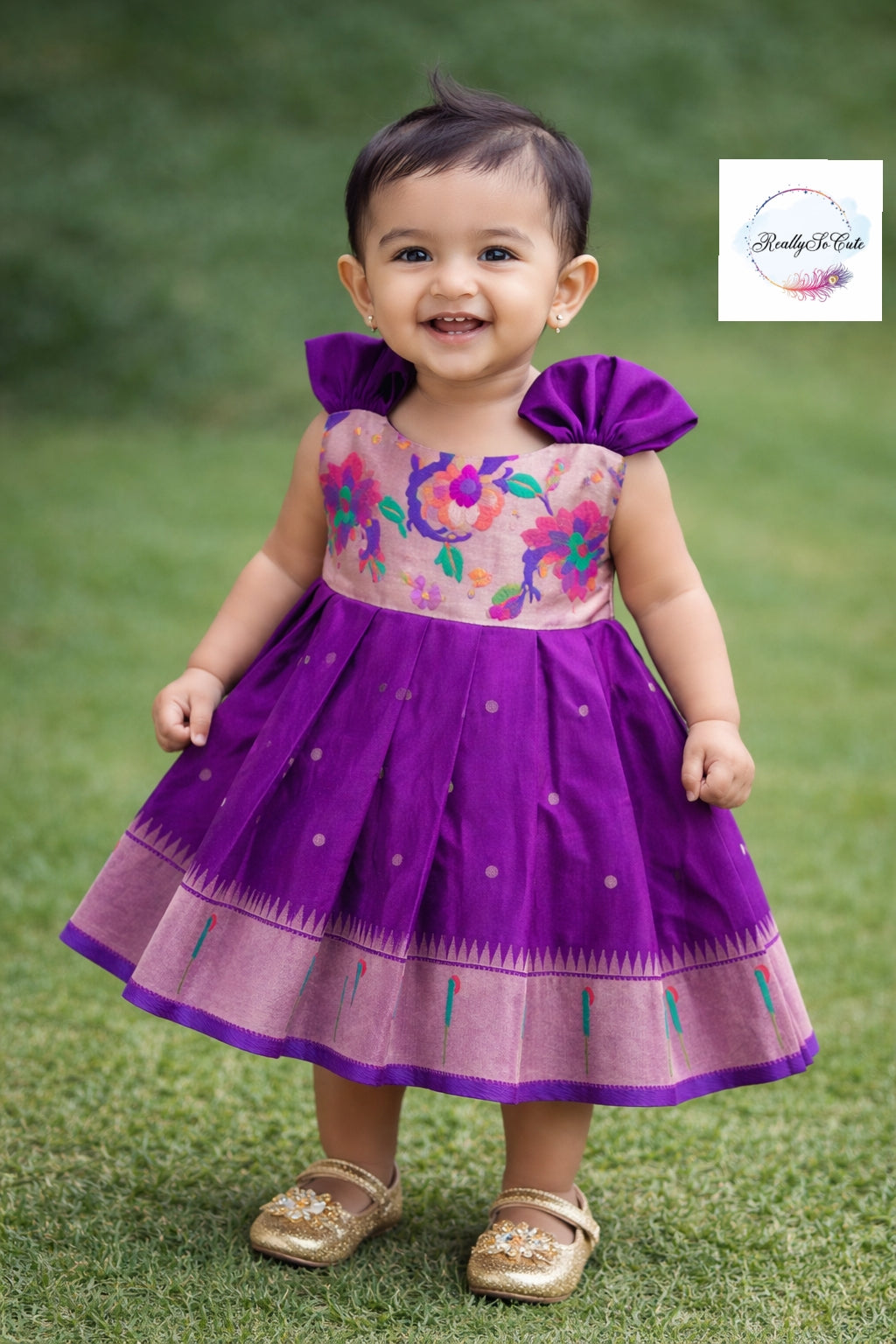 Traditional paithani dresses, baby girls ethnic wear, 1-2 year