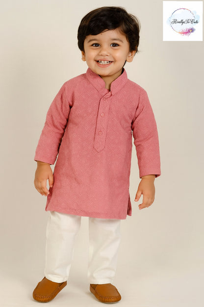 Boy  cotton Chikankari work kurta pajama