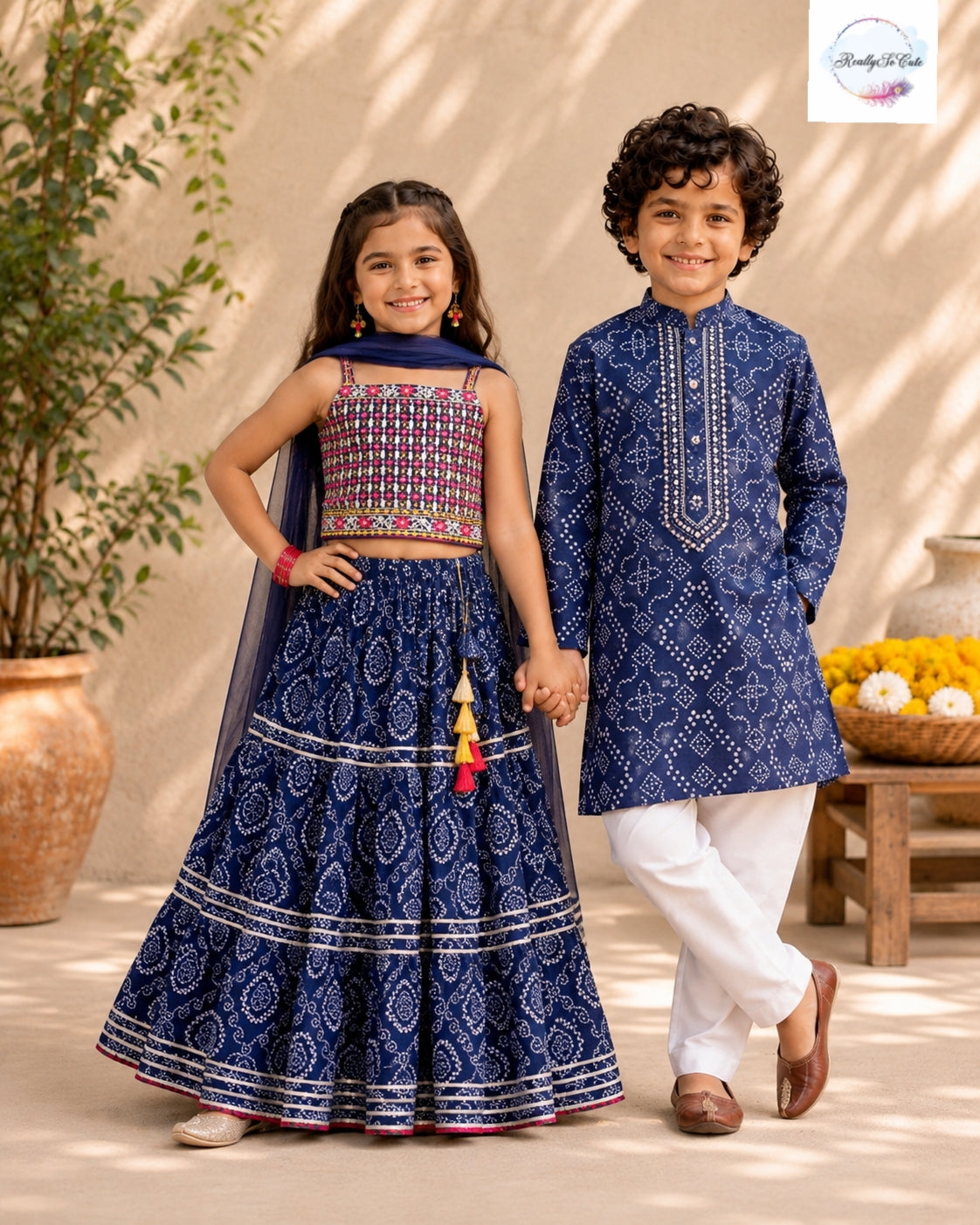 Navy Blue Pure Cotton Kurta Pajama Set for Boys | Ages 1–12Y
