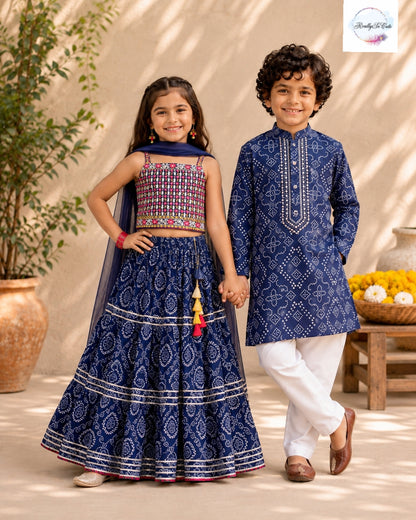 Navy Blue Pure Cotton Kurta Pajama Set for Boys | Ages 1–12Y
