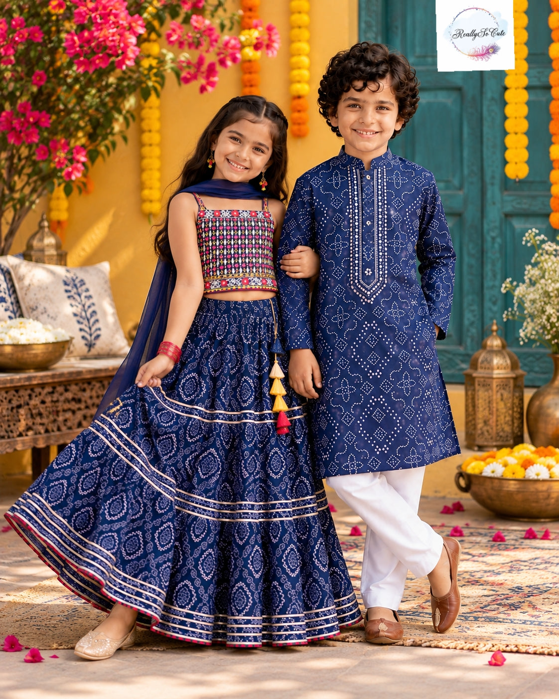 Navy Blue Pure Cotton Kurta Pajama Set for Boys | Ages 1–12Y