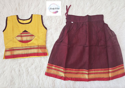 Little Girl Lehenga sets, Mehroon Parkar Polka, ugadi girl ethnic wear,