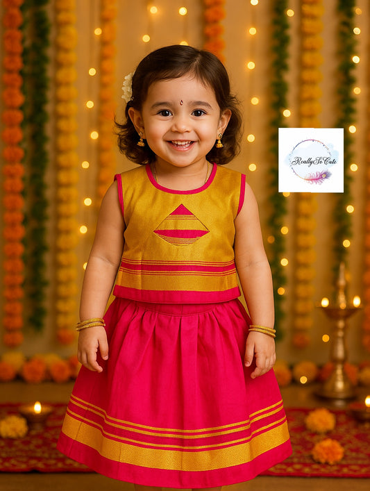 Little Girl Lehenga sets, Parkar Polka, ugadi girl ethnic wear