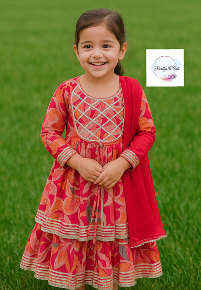 Soft silk girl kurti sharara set, muslin kurta sharara