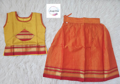 Little Girl Lehenga sets, Parkar Polka, ugadi girl ethnic wear,