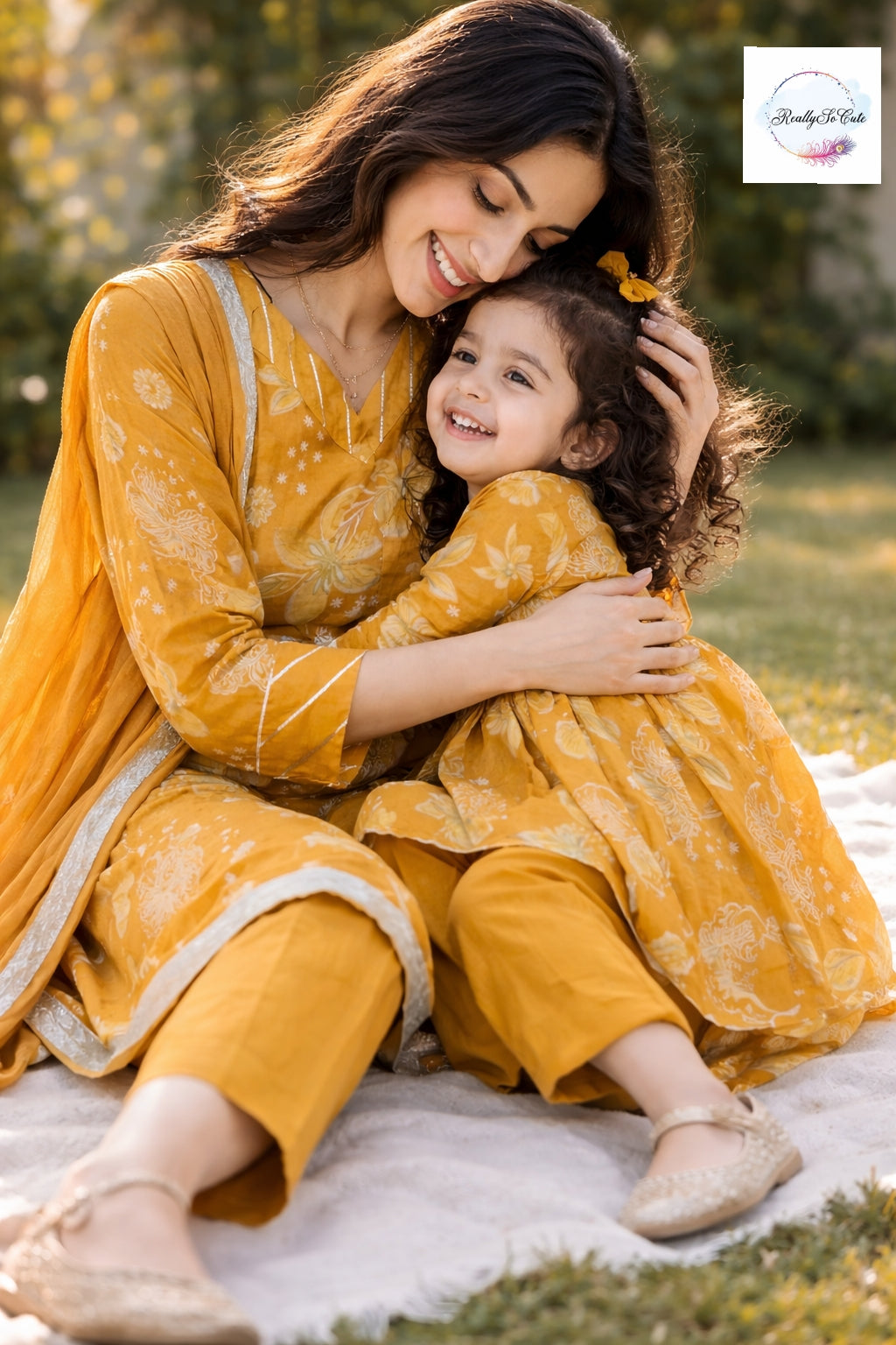 Mustard Floral Muslin Kurta Set for Women with Pockets | Mom & Me Matching Available | S–XXL