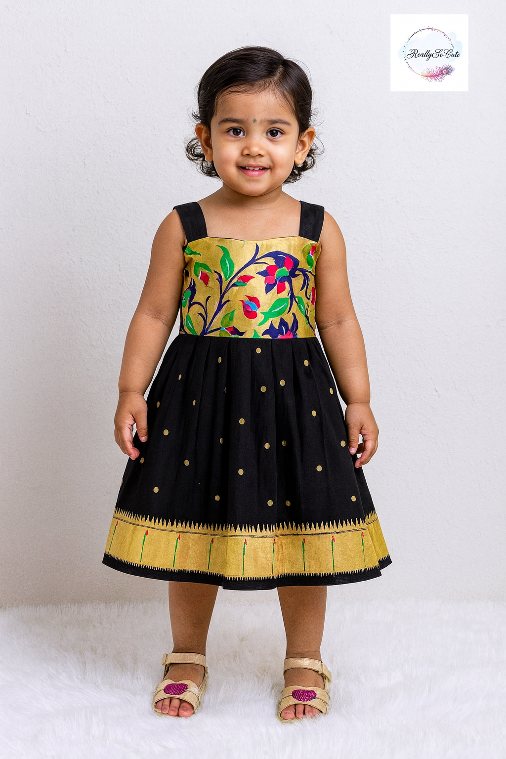 Sankranti black dresses, traditional paithani dresses, baby girls ethnic wear