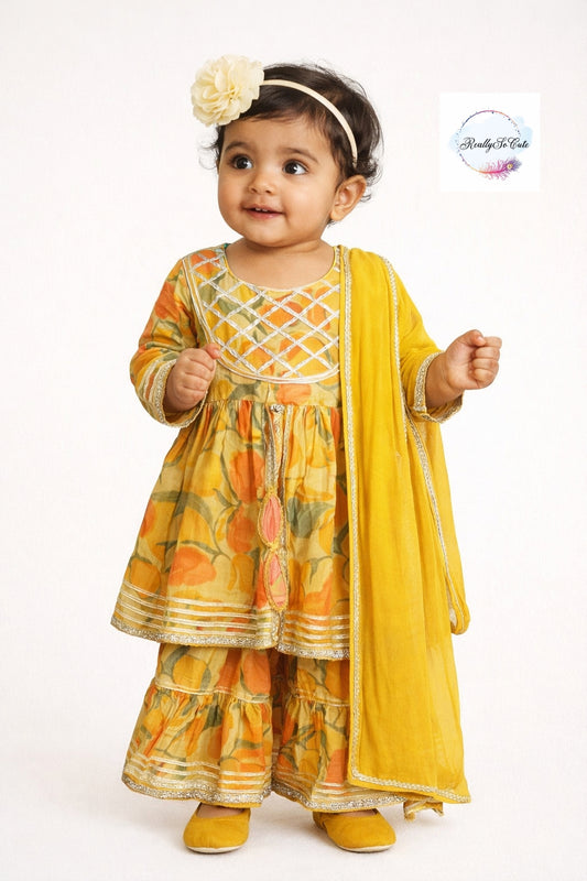Soft muslin kurti sharara set