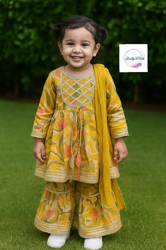 Soft muslin kurti sharara set