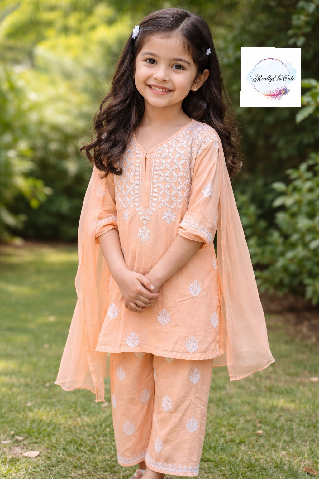 Little Girls Chikankari Kurtis sharara Set, Girls Festival Dress Set, modal Chikankari Dress Girls