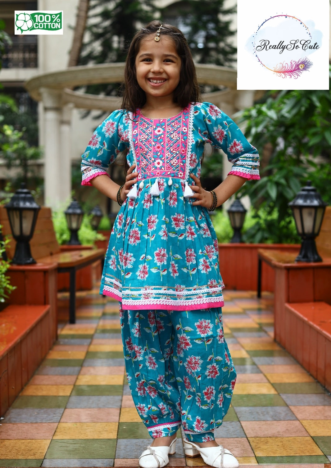 Girls Cotton Salwar Kurti Suit,