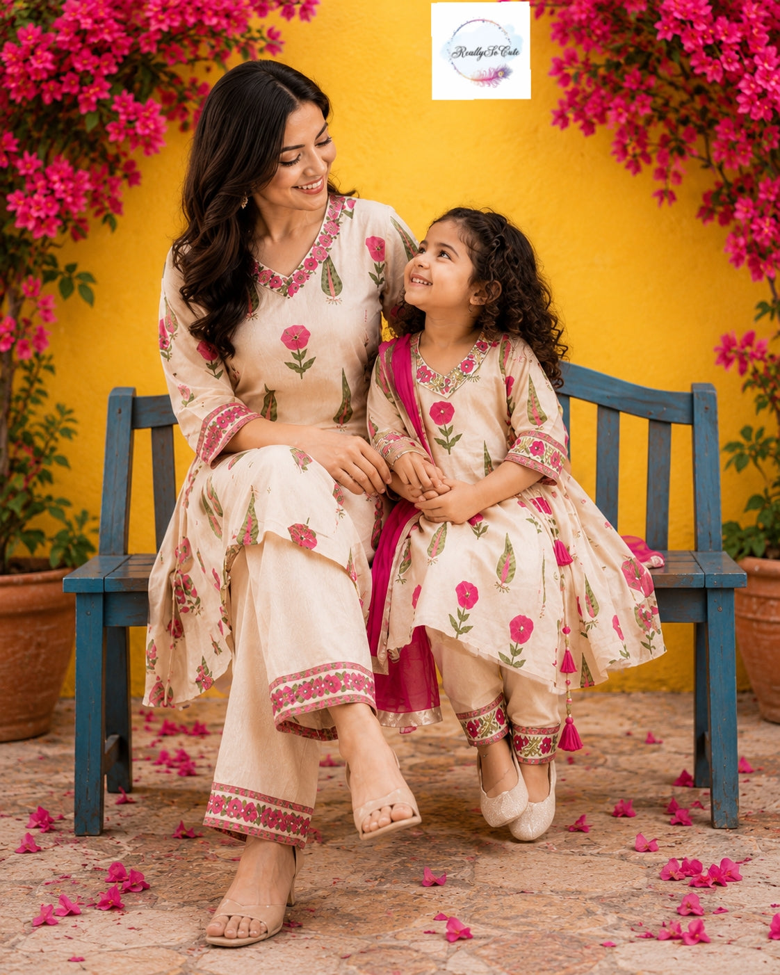 Girls Floral Handloom Cotton Kurta Set | Ethnic Wear (3M–15Y)Pink girl ethnic wear