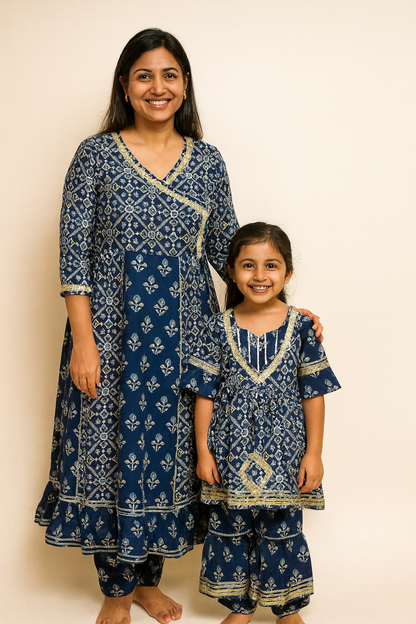 Women's patola print cotton Anarkali kurti and pant,