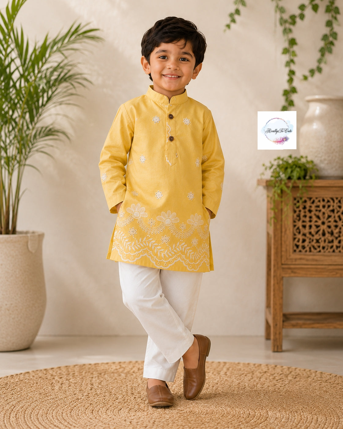 Buttercup Yellow Boys Kurta Pajama Set | Pure Cotton Festive Wear| Sibling Matching Outfit | Newborn –15Y