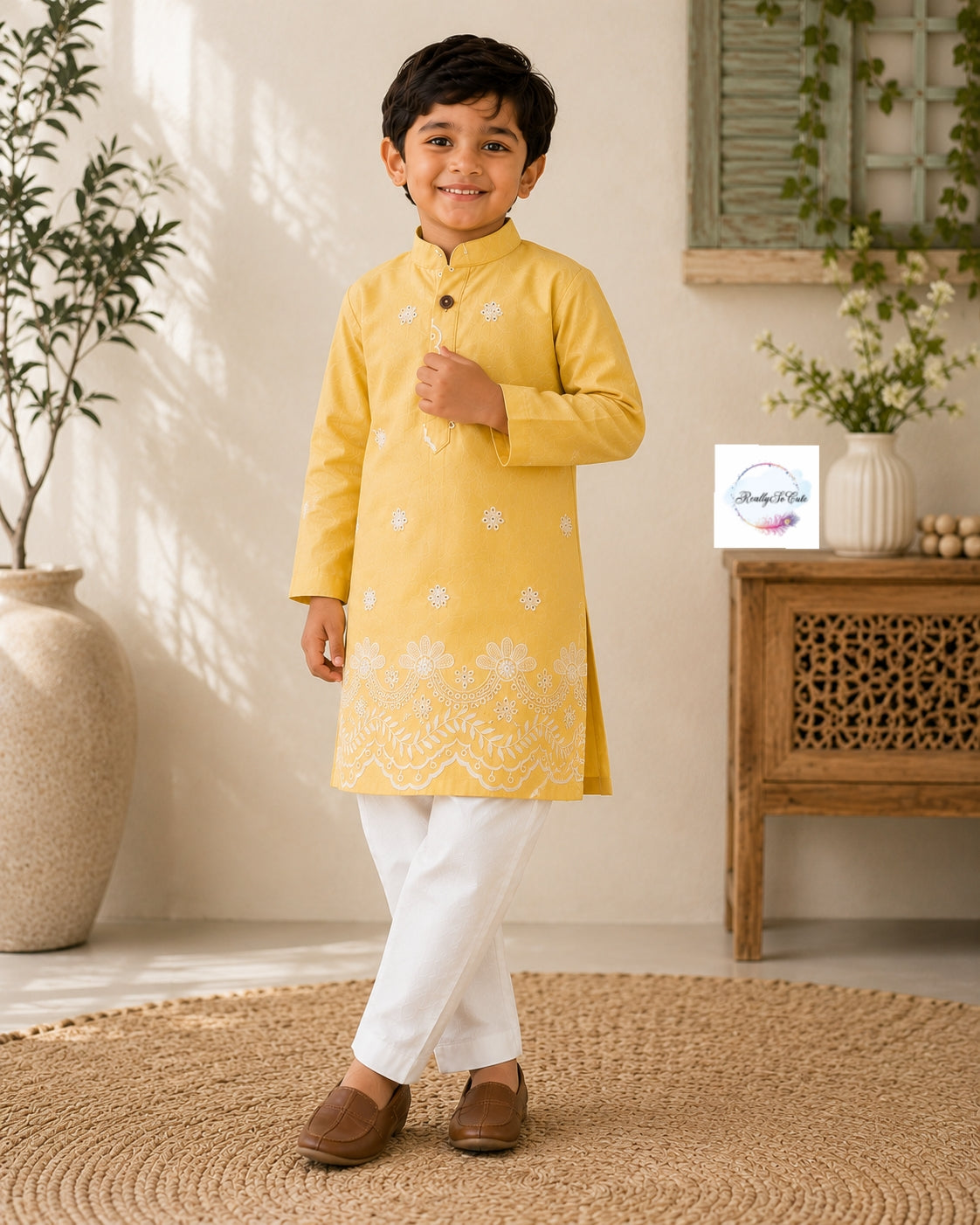 Buttercup Yellow Boys Kurta Pajama Set | Pure Cotton Festive Wear| Sibling Matching Outfit | Newborn –15Y