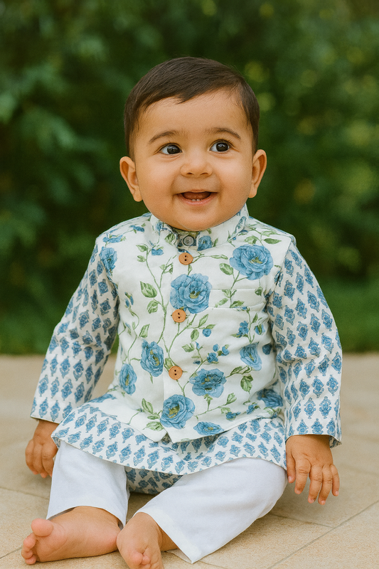 Boys  cotton kurta pajama with jacket