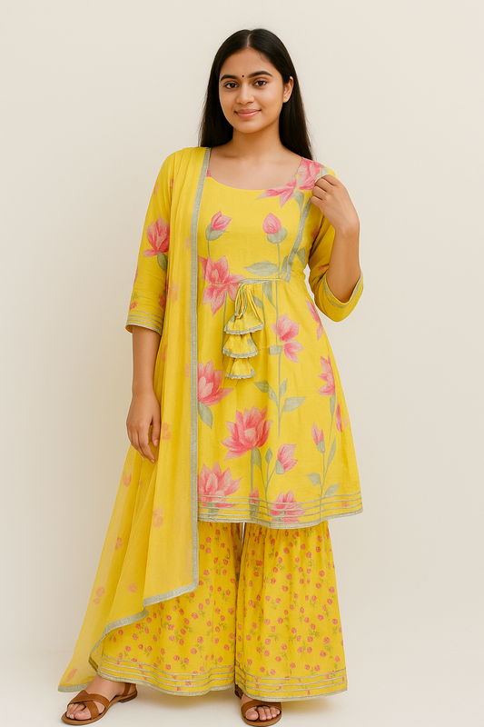Yellow pichwai sharara set,