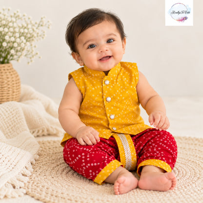 Baby Boy Bandhani Dhoti Set | Pure Cotton | 0-12 Months