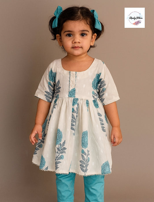 Indian Salwar Suit/  Anarkali kurta  set/  cotton kurti salwar, blue anarkali