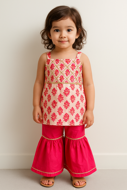 Indian Salwar Suit/  cotton sharara kurta  set/ toddler indian baby girls set, traditional dress set, kids salwar kameez