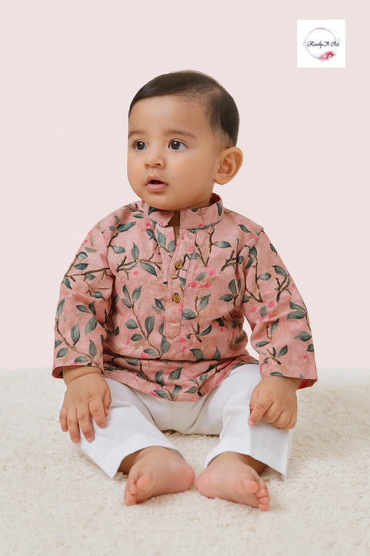 Boys  cotton kurta pajama, floral print kurta set