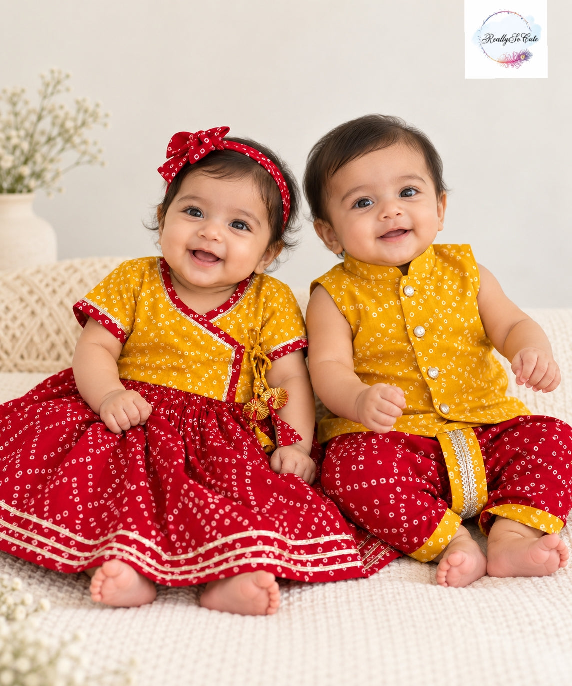 Baby Girl Bandhani Lehenga Set | Pure Cotton | 0-12 Months