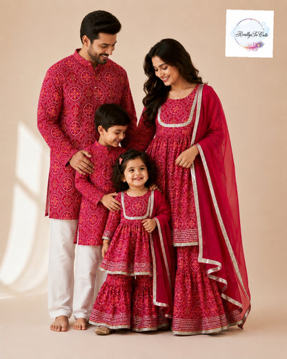 Red Bandhani Cotton Kurta Set for Women with Dupatta | Pure Cotton Ethnic Wear | Sizes S–XXL