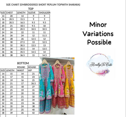 Yellow floral girl kurti sharara set, cotton kurta sharara