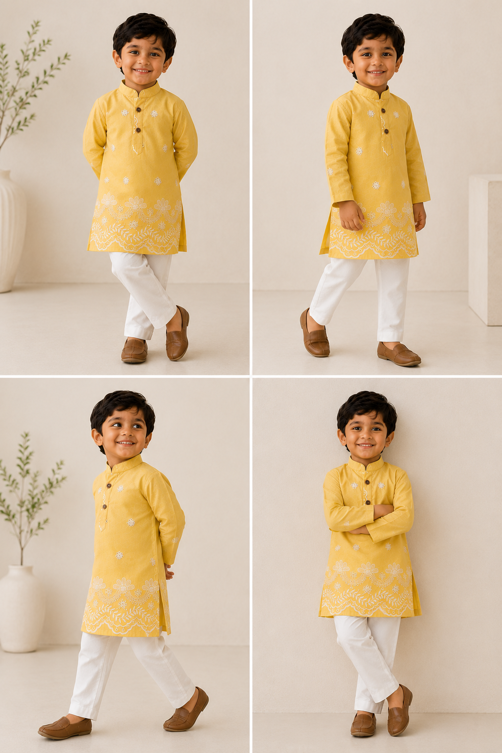 Buttercup Yellow Boys Kurta Pajama Set | Pure Cotton Festive Wear| Sibling Matching Outfit | Newborn –15Y