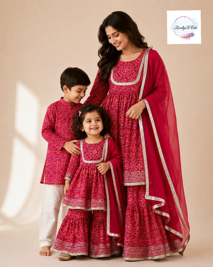 Red Bandhani Cotton Kurta Set for Women with Dupatta | Pure Cotton Ethnic Wear | Sizes S–XXL