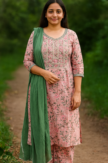Kurti pant set, floral kurti salwar